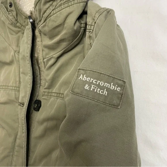Abercrombie & Fitch Sherpa Lined Utility Jacket Y2K Olive Green Women’s Medium - Picture 6 of 11